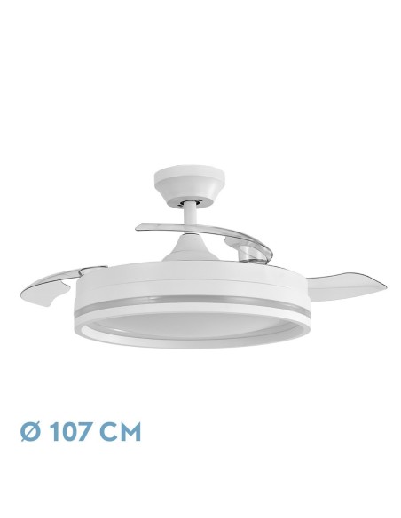 Ventilador de techo retráctil Fabrilamp modelo CERRATO blanco  (Ø 107 cm)