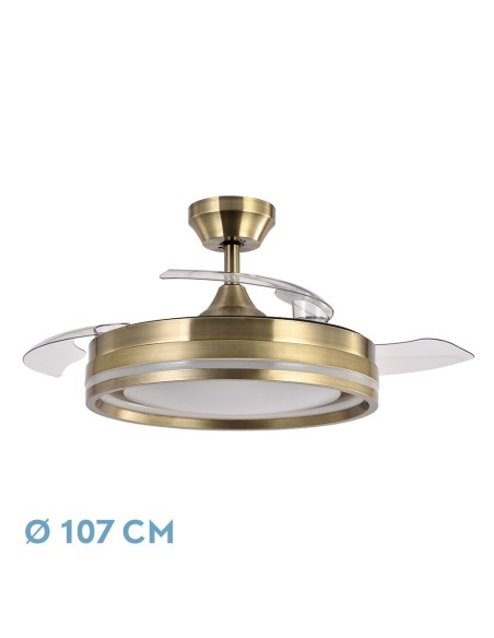 Ventilador de techo retráctil Fabrilamp modelo CERRATO cuero  (Ø 107 cm)