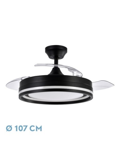 Ventilador de techo retráctil Fabrilamp modelo CERRATO negro  (Ø 107 cm)