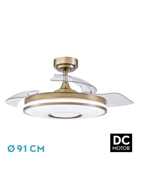 Ventilador de techo retráctil Fabrilamp modelo DANI cuero  (Ø 91 cm)