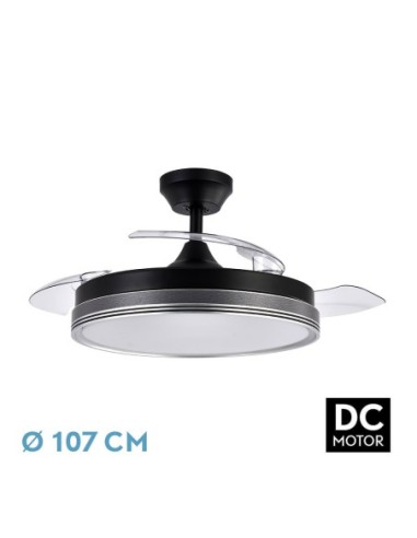 Ventilador de techo retráctil Fabrilamp modelo ESCARCHA negro y gris  (Ø 107 cm)