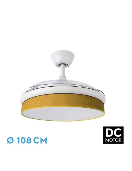 Ventilador de techo retráctil Fabrilamp modelo MODA blanco y amarillo  (Ø 108 cm)