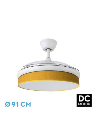 Ventilador de techo retráctil Fabrilamp modelo MODA blanco y amarillo  (Ø 91 cm)