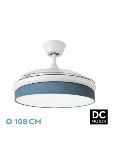 Ventilador de techo retráctil Fabrilamp modelo MODA blanco y azul  (Ø 108 cm)