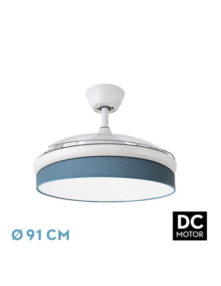 Ventilador de techo retráctil Fabrilamp modelo MODA blanco y azul  (Ø 91 cm)