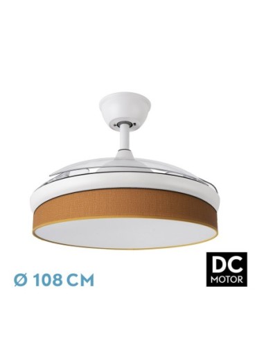 Ventilador de techo retráctil Fabrilamp modelo MODA blanco y naranja  (Ø 108 cm)