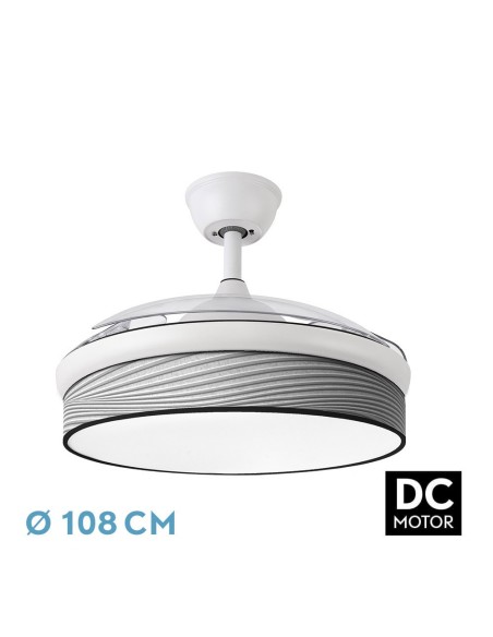 Ventilador de techo retráctil Fabrilamp modelo MODA blanco y surco gris  (Ø 108 cm)