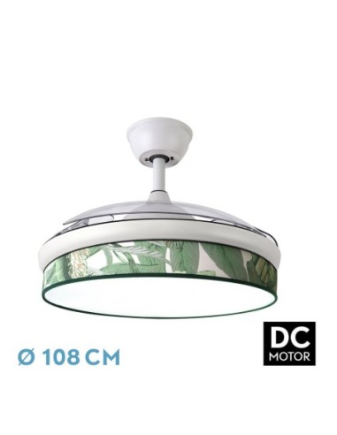 Ventilador de techo retráctil Fabrilamp modelo MODA blanco y verde  (Ø 108 cm)