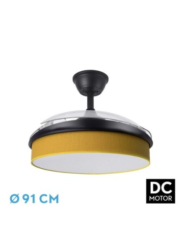 Ventilador de techo retráctil Fabrilamp modelo MODA negro y amarillo  (Ø 91 cm)