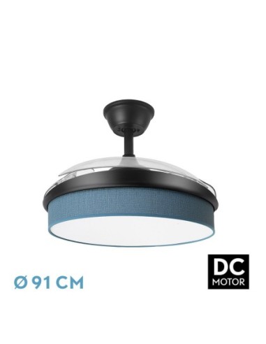 Ventilador de techo retráctil Fabrilamp modelo MODA negro y azul  (Ø 91 cm)