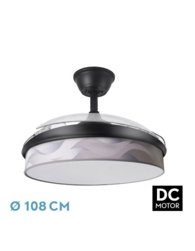 Ventilador de techo retráctil Fabrilamp modelo MODA negro y ola gris  (Ø 108 cm)