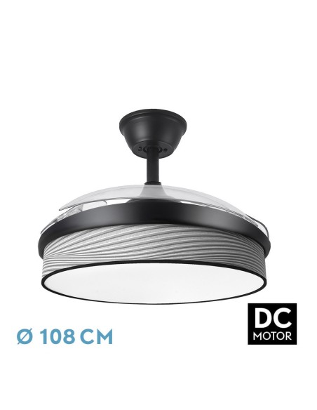 Ventilador de techo retráctil Fabrilamp modelo MODA negro y surco gris  (Ø 108 cm)