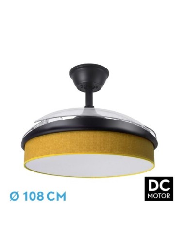 Ventilador de techo retráctil Fabrilamp modelo MODA negroyamarillo  (Ø 108 cm)