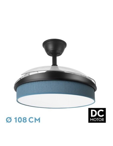 Ventilador de techo retráctil Fabrilamp modelo MODA negroyazul  (Ø 108 cm)