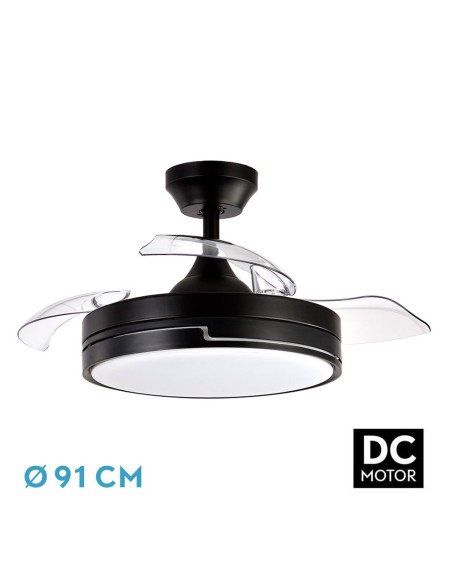 Ventilador de techo retráctil Fabrilamp modelo OLIMPIA negro  (Ø 91 cm)