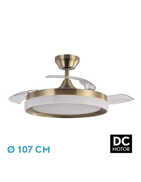 Ventilador de techo retráctil Fabrilamp modelo ZENIT cuero  (Ø 107 cm)