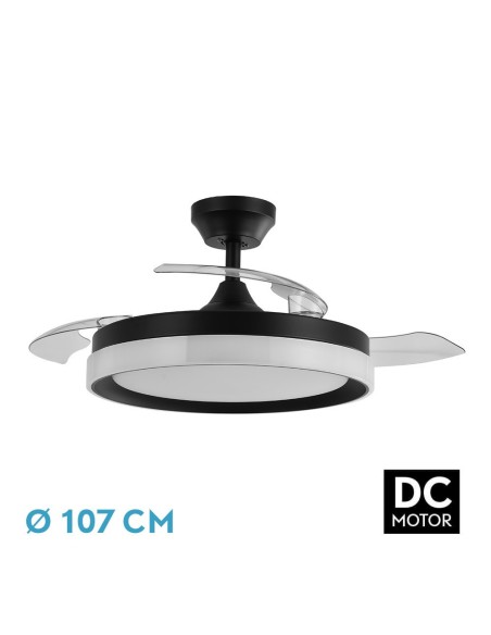 Ventilador de techo retráctil Fabrilamp modelo ZENIT negro  (Ø 107 cm)