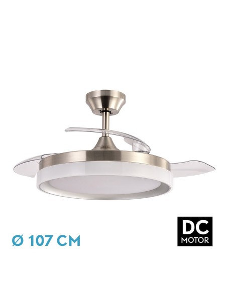 Ventilador de techo retráctil Fabrilamp modelo ZENIT níquel  (Ø 107 cm)