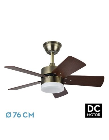 Ventilador de techo Fabrilamp modelo MARTA cuero y cerezo  (Ø 76 cm)