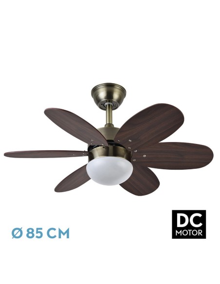 Ventilador de techo Fabrilamp modelo ALVES cuero y cerezo  (Ø 85 cm)