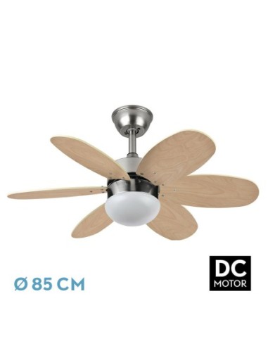 Ventilador de techo Fabrilamp modelo ALVES níquel y haya  (Ø 85 cm)