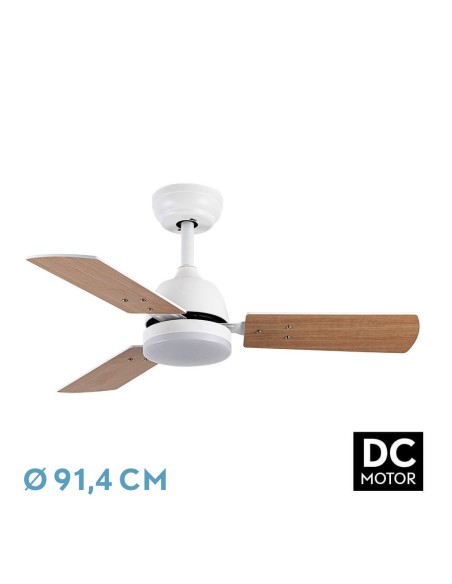 Ventilador de techo Fabrilamp modelo PORTICO blanco y haya  (Ø 91,4 cm)