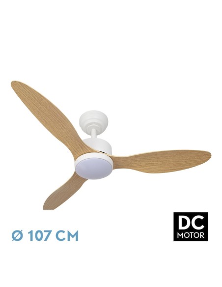 Ventilador de techo Fabrilamp modelo SERPA blanco y haya  (Ø 107 cm)