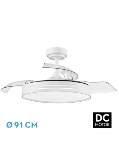 Ventilador de techo retráctil Fabrilamp modelo MICENAS blanco  (Ø 91 cm)