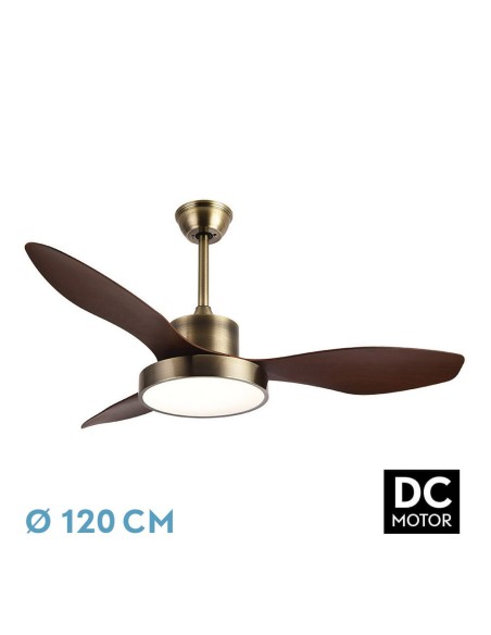 Ventilador de techo Fabrilamp modelo HAYATE cuero y roble  (Ø 120 cm)