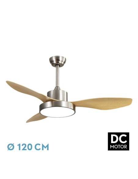 Ventilador de techo Fabrilamp modelo HAYATE níquel y haya  (Ø 120 cm)