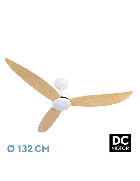 Ventilador de techo Fabrilamp modelo GENIL blanco y haya  (Ø 132 cm)