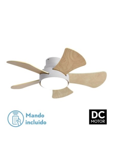 Ventilador de techo Fabrilamp modelo GREGARIO blanco y haya  (Ø 82 cm)