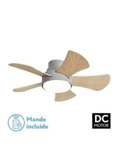 Ventilador de techo Fabrilamp modelo GREGARIO gris y haya  (Ø 82 cm)