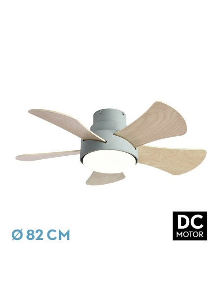 Ventilador de techo Fabrilamp modelo GREGARIO verde, blanco y haya  (Ø 82 cm)