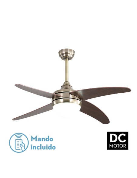 Ventilador de techo Fabrilamp modelo KLOD cuero y cerezo  (Ø 117 cm)