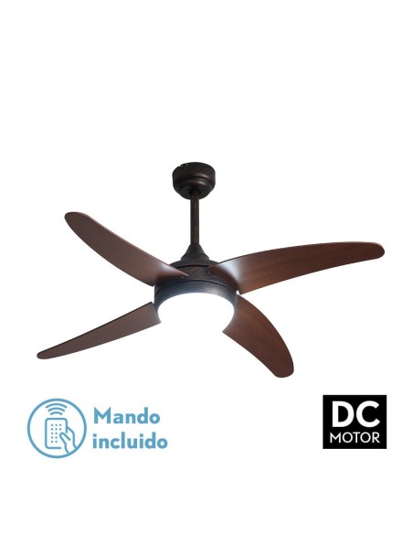 Ventilador de techo Fabrilamp modelo KLOD rústico y nogal  (Ø 117 cm)