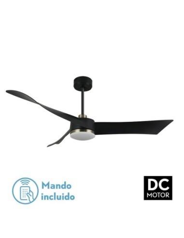 Ventilador de techo Fabrilamp modelo TEMPEL negro y cuero  (Ø 132 cm)