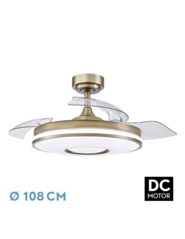 Ventilador de techo retráctil Fabrilamp modelo DANI cuero  (Ø 108 cm)