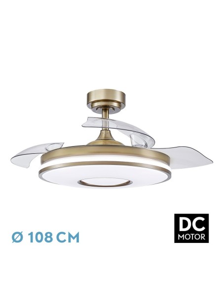 Ventilador de techo retráctil Fabrilamp modelo DANI cuero  (Ø 108 cm)