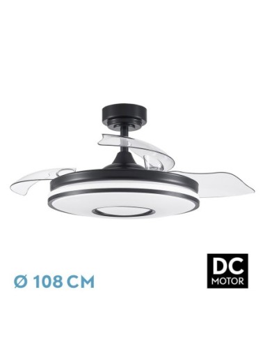 Ventilador de techo retráctil Fabrilamp modelo DANI negro  (Ø 108 cm)