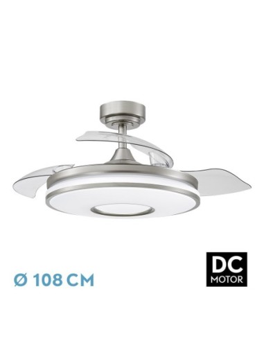 Ventilador de techo retráctil Fabrilamp modelo DANI níquel  (Ø 108 cm)