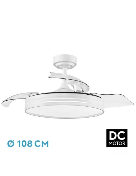 Ventilador de techo retráctil Fabrilamp modelo MICENAS blanco  (Ø 108 cm)