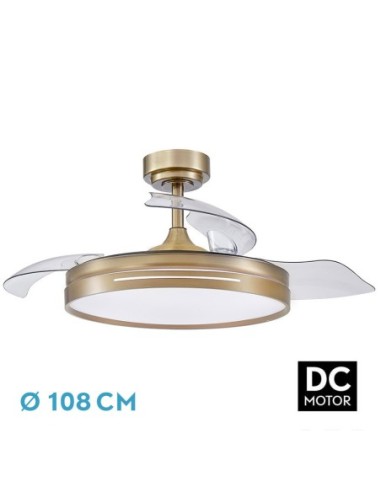 Ventilador de techo retráctil Fabrilamp modelo MICENAS cuero  (Ø 108 cm)