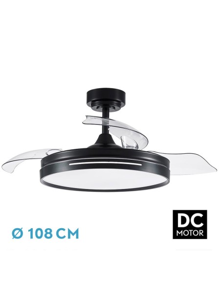 Ventilador de techo retráctil Fabrilamp modelo MICENAS negro  (Ø 108 cm)