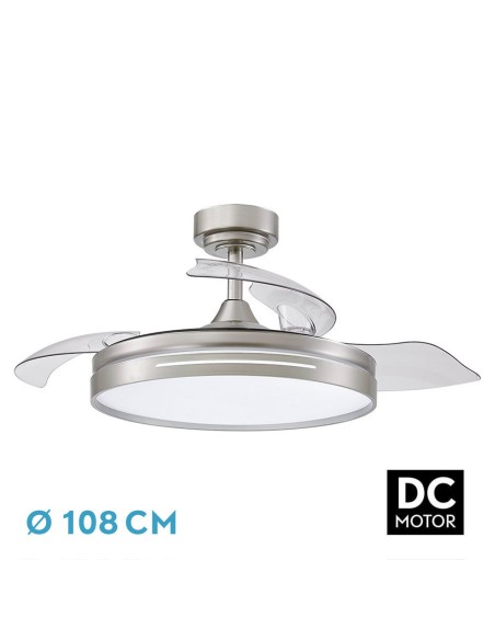 Ventilador de techo retráctil Fabrilamp modelo MICENAS níquel  (Ø 108 cm)