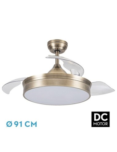 Ventilador de techo retráctil Fabrilamp modelo CALA cuero  (Ø 91 cm)