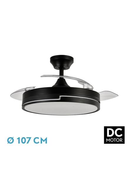 Ventilador de techo retráctil Fabrilamp modelo OLIMPIA negro  (Ø 107 cm)