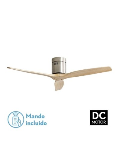 Ventilador de techo Fabrilamp modelo AGUILÓN níquel y haya  (Ø 132 cm)