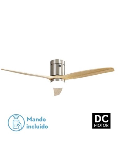 Ventilador de techo Fabrilamp modelo AGUILÓN níquel y haya  (Ø 132 cm)