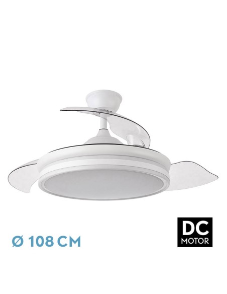 Ventilador de techo retráctil Fabrilamp modelo BAYOMO blanco  (Ø 108 cm)